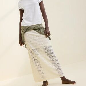 Aerie Elegant Cream Lace Maxi Skirt